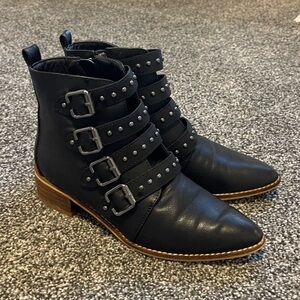 Buckle Leather Boots